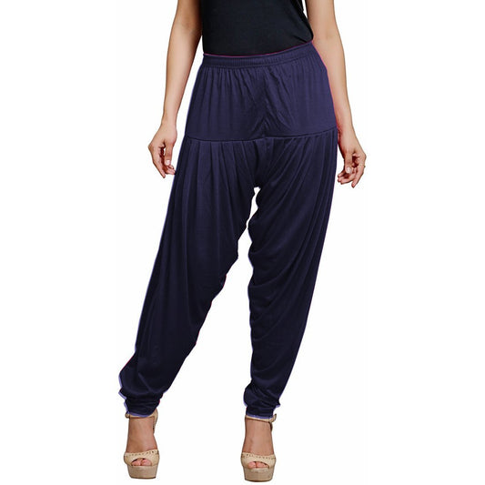 Stylesindia Women's Cotton Lycra Pattiala Pant (Navy)