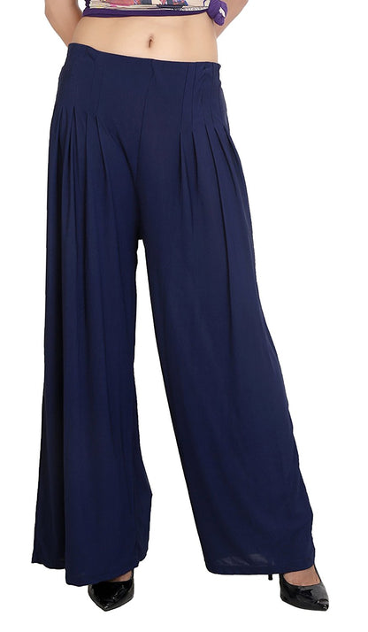 Stylesindia™ Women's Palazzo Pants - Soft Rayon Bottom Pants for Tops, Tees & Kurta Kurtis (Navy)