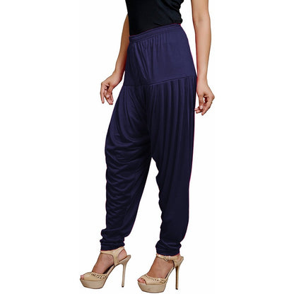 Stylesindia Women's Cotton Lycra Pattiala Pant (Navy)