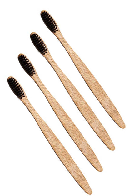 nalAmudhu Bamboo Toothbrush with Charcoal Activated Soft Bristles - Gentle on Teeth, Light Weight, Eco Friendly,Vegan, Natural & Zerowaste-Dental & Oral Care - Pack of 4