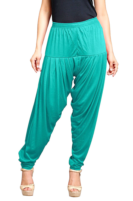 Stylesindia Women's Cotton Lycra Patiala Pant for Workout Yoga Pant (Cotton Lycra, Pal Green)