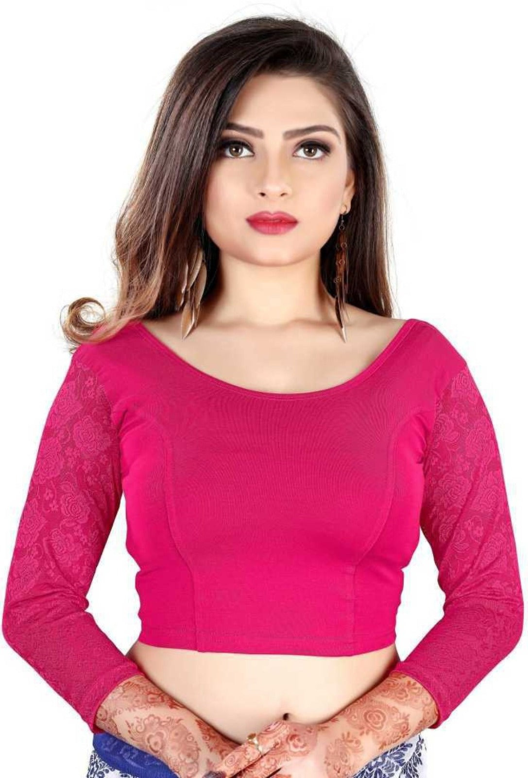 Stylesindia Women's Cotton Spandex Stretchable Blouse | Designer Capri Tops & Tees | Versatile Ethnic & Casual Wear DNo:106