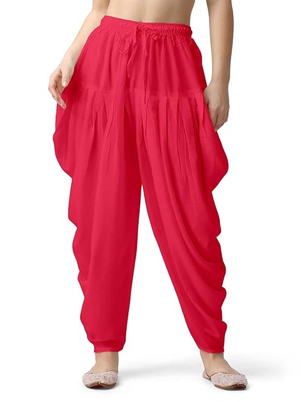 Stylesindia Women's Loose Fit Rayon Dhoti Pants | Free Size Patiala Salwar Bottom | Comfortable Harem Pants for Casual & Ethnic Wear (26-38 Inch Waist)