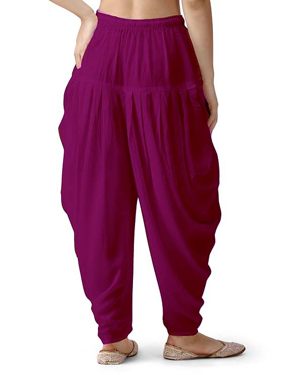 Stylesindia Women's Loose Fit Rayon Dhoti Pants | Free Size Patiala Salwar Bottom | Comfortable Harem Pants for Casual & Ethnic Wear (26-38 Inch Waist)