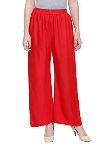 Stylesindia™ Women's Palazzo Pants - Soft Rayon Bottom Pants for Tops, Tees & Kurta Kurtis (Red)