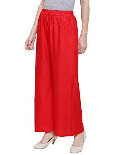 Stylesindia™ Women's Palazzo Pants - Soft Rayon Bottom Pants for Tops, Tees & Kurta Kurtis (Red)