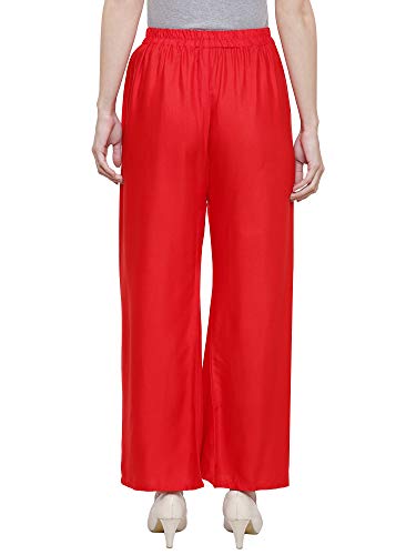 Stylesindia™ Women's Palazzo Pants - Soft Rayon Bottom Pants for Tops, Tees & Kurta Kurtis (Red)