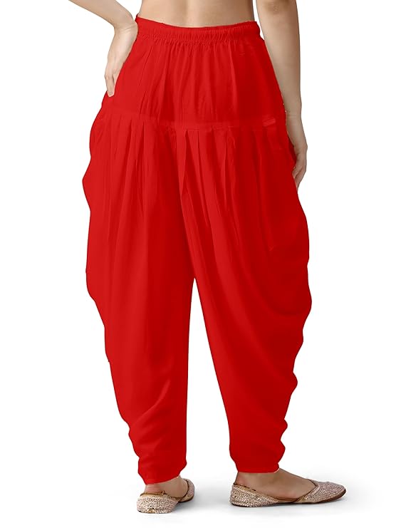 Stylesindia Women's Loose Fit Rayon Dhoti Pants | Free Size Patiala Salwar Bottom | Comfortable Harem Pants for Casual & Ethnic Wear (26-38 Inch Waist)
