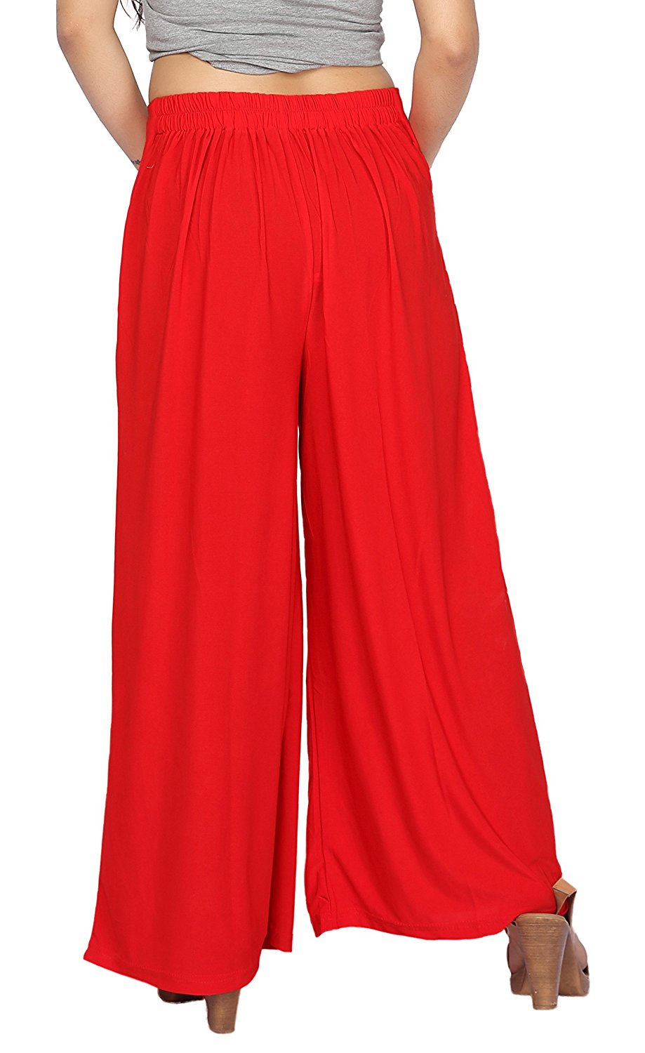 Stylesindia™ Women's Palazzo Pants - Soft Rayon Bottom Pants for Tops, Tees & Kurta Kurtis (Red)