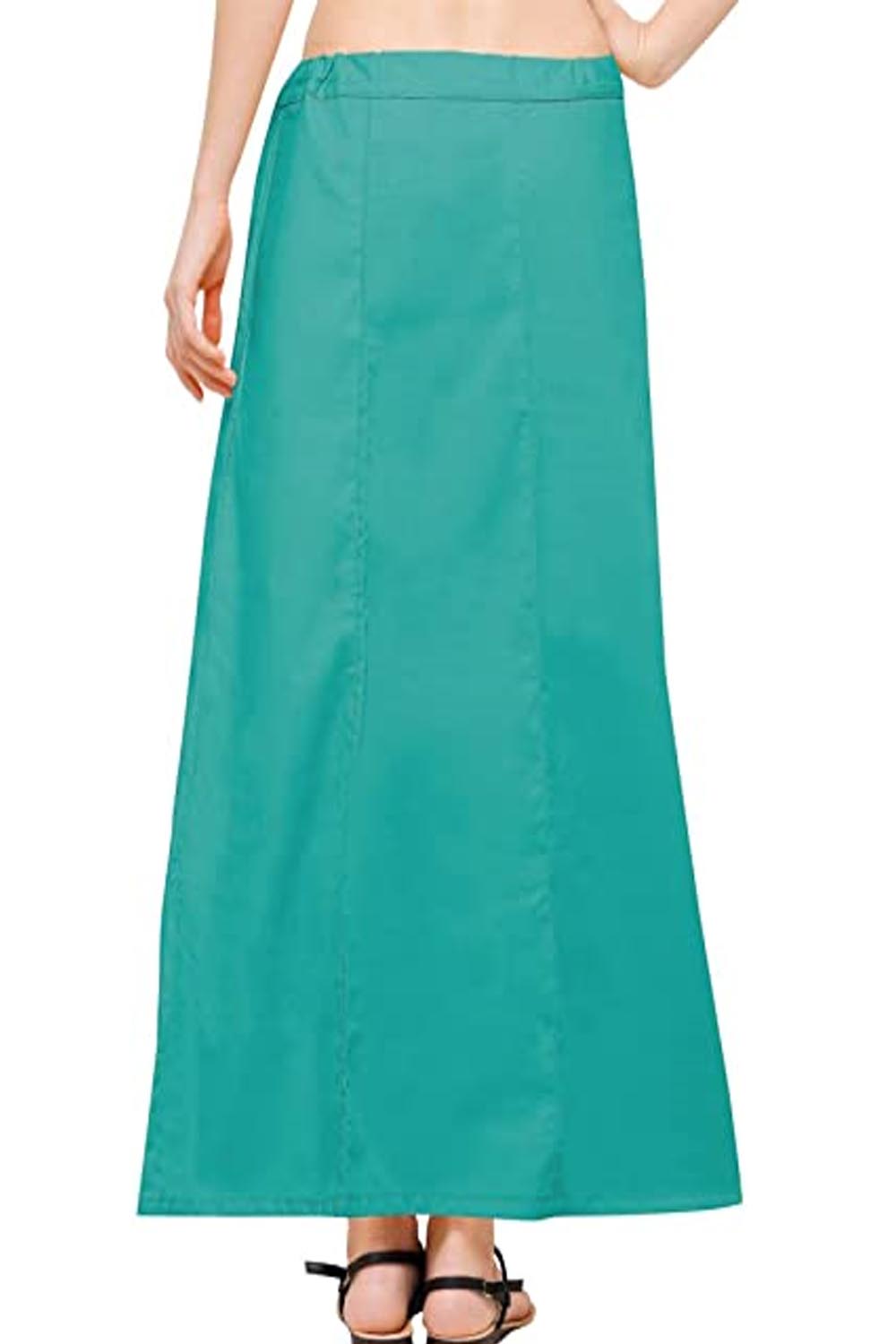 Stylesindia Women's Cotton Readymade Indian Inskirt Saree petticoats Underskirt - Free Size-Teal Green