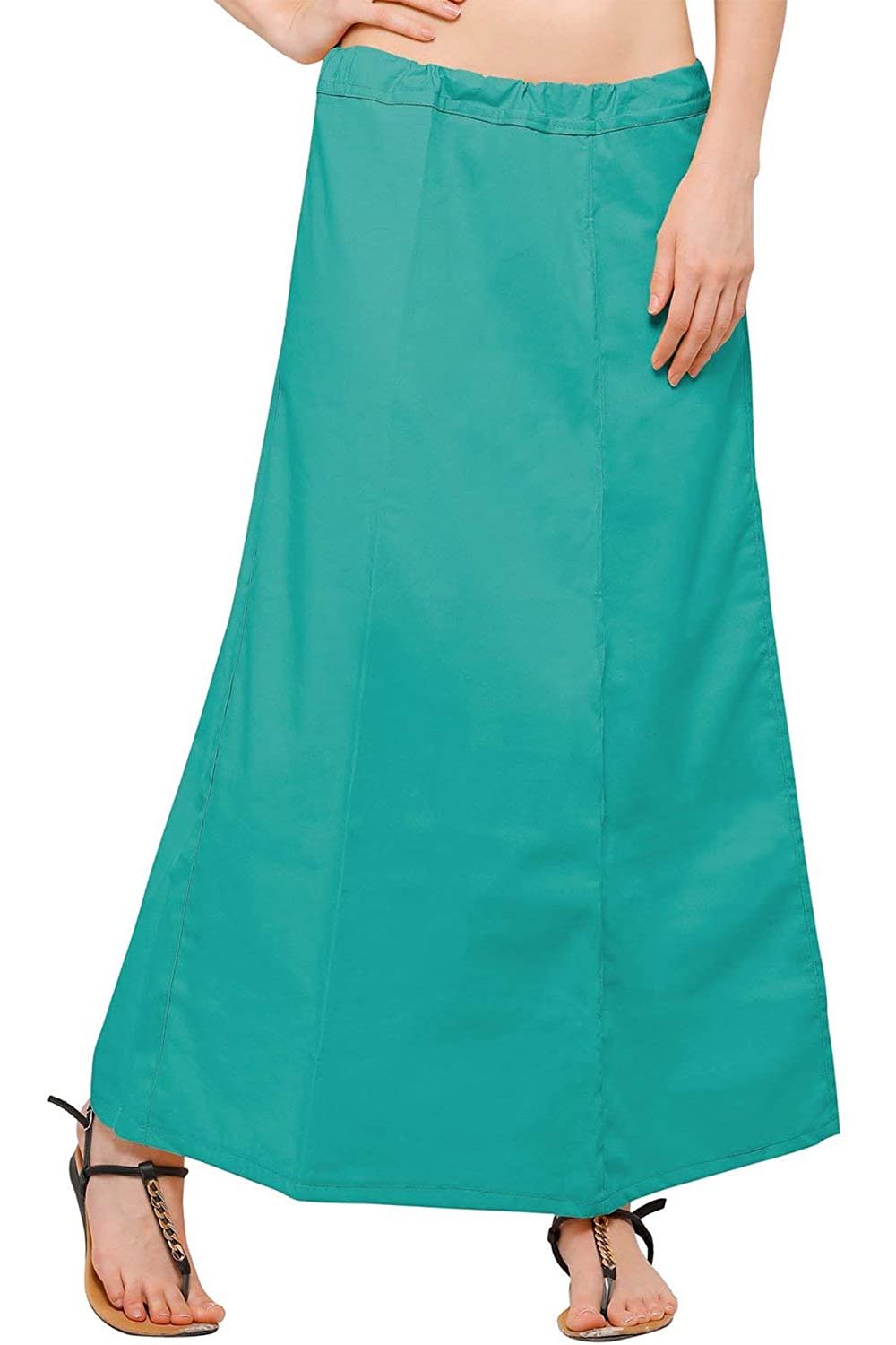 Stylesindia Women's Cotton Readymade Indian Inskirt Saree petticoats Underskirt - Free Size-Teal Green