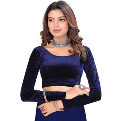 Stretchable Velvet Full Sleeve Saree Blouse – Elegant Party Wear Readymade Blouse