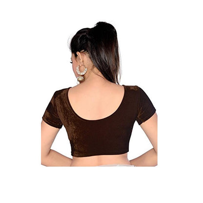 Stylesindia Women's Velvet Stretchable Sari Blouse XL (for Bust Size 32-36 Inches) (Brown)