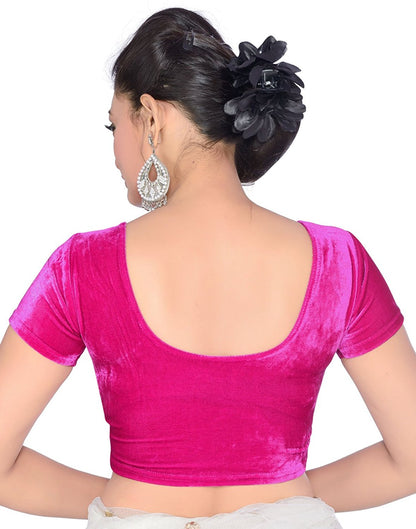 Stylesindia Women's Velvet Stretchable Sari Blouse XXL (for Bust Size 34-38 inches) (Pink)