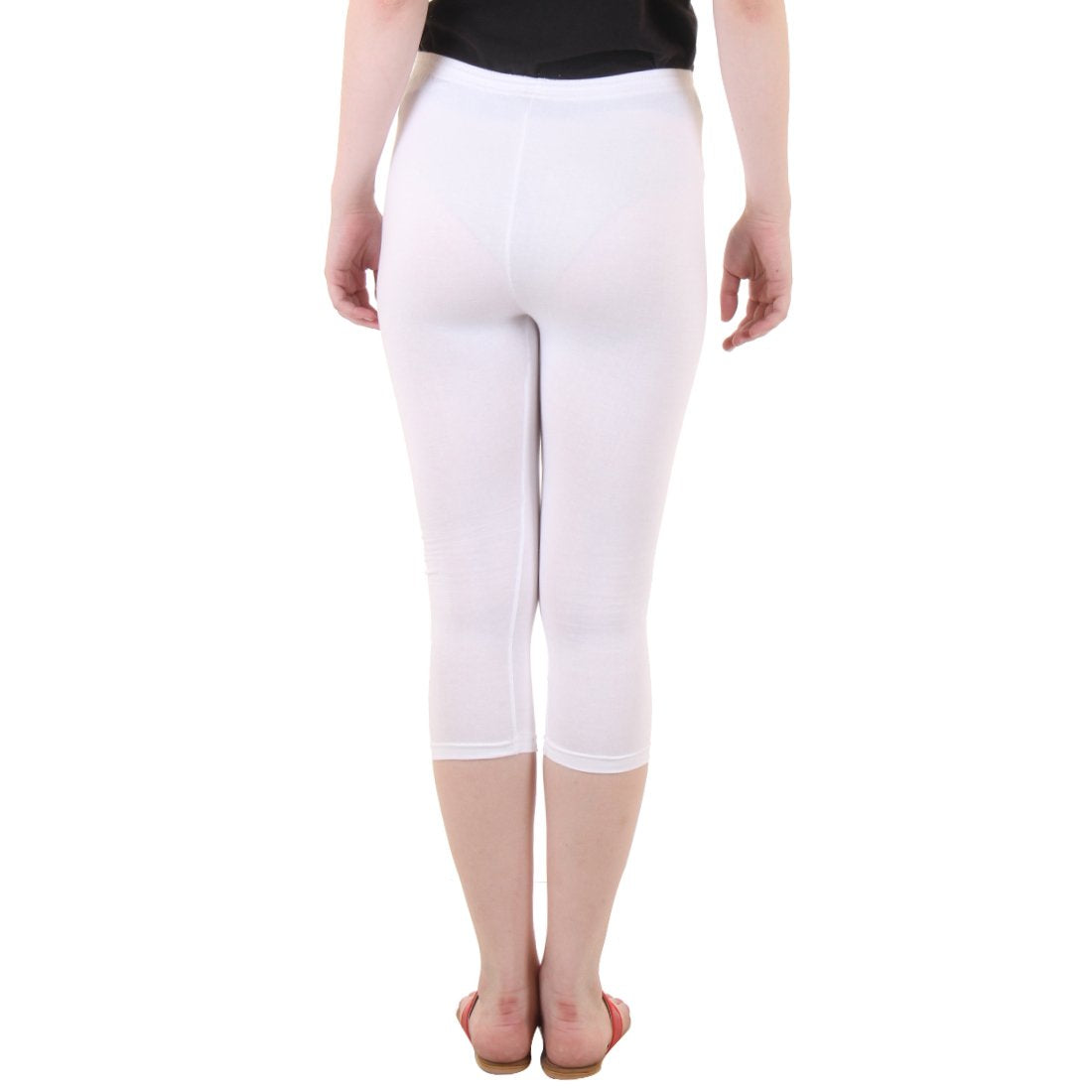 Stylesindia Women's Regular Fit Plain 3/4th Capri Pants - XL White