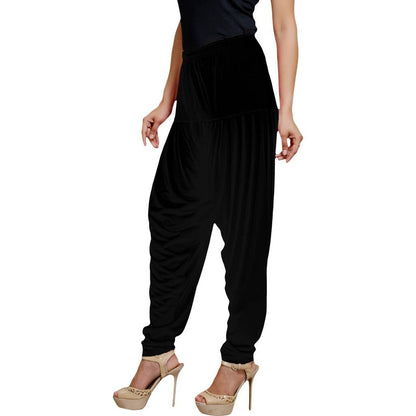 Stylesindia Women's Cotton Lycra Pattiala Pant (Black)