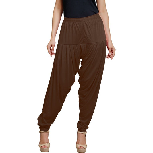 Stylesindia Women's Cotton Lycra Pattiala Pant (Mocha Brown)