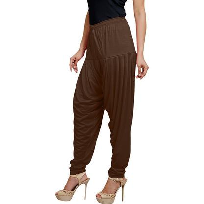 Stylesindia Women's Cotton Lycra Pattiala Pant (Mocha Brown)