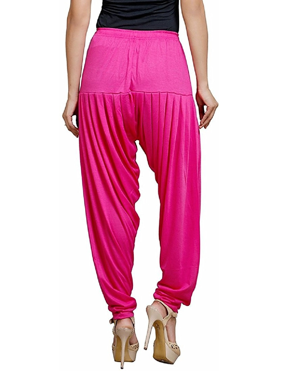 Stylesindia Women's Cotton Lycra Pattiala Pant (Deep Pink)