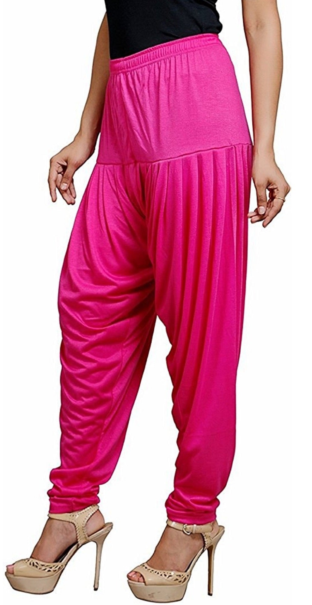 Stylesindia Women's Cotton Lycra Pattiala Pant (Deep Pink)