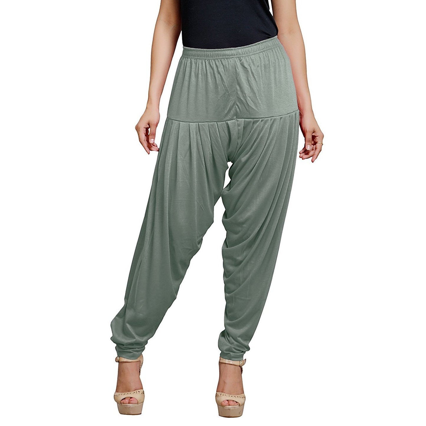 Stylesindia Women's Cotton Lycra Pattiala Pant (Grey)