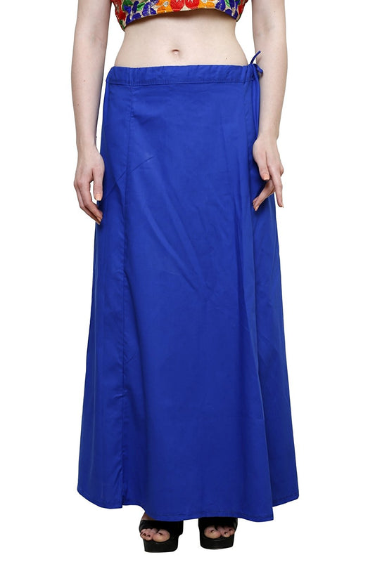 Stylesindia Women's Cotton Readymade Indian Inskirt Saree petticoats Underskirt - Free Size-Ink Blue