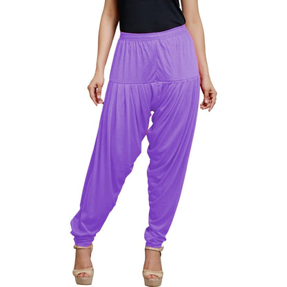 Stylesindia Women's Cotton Lycra Pattiala Pant (Lavender)