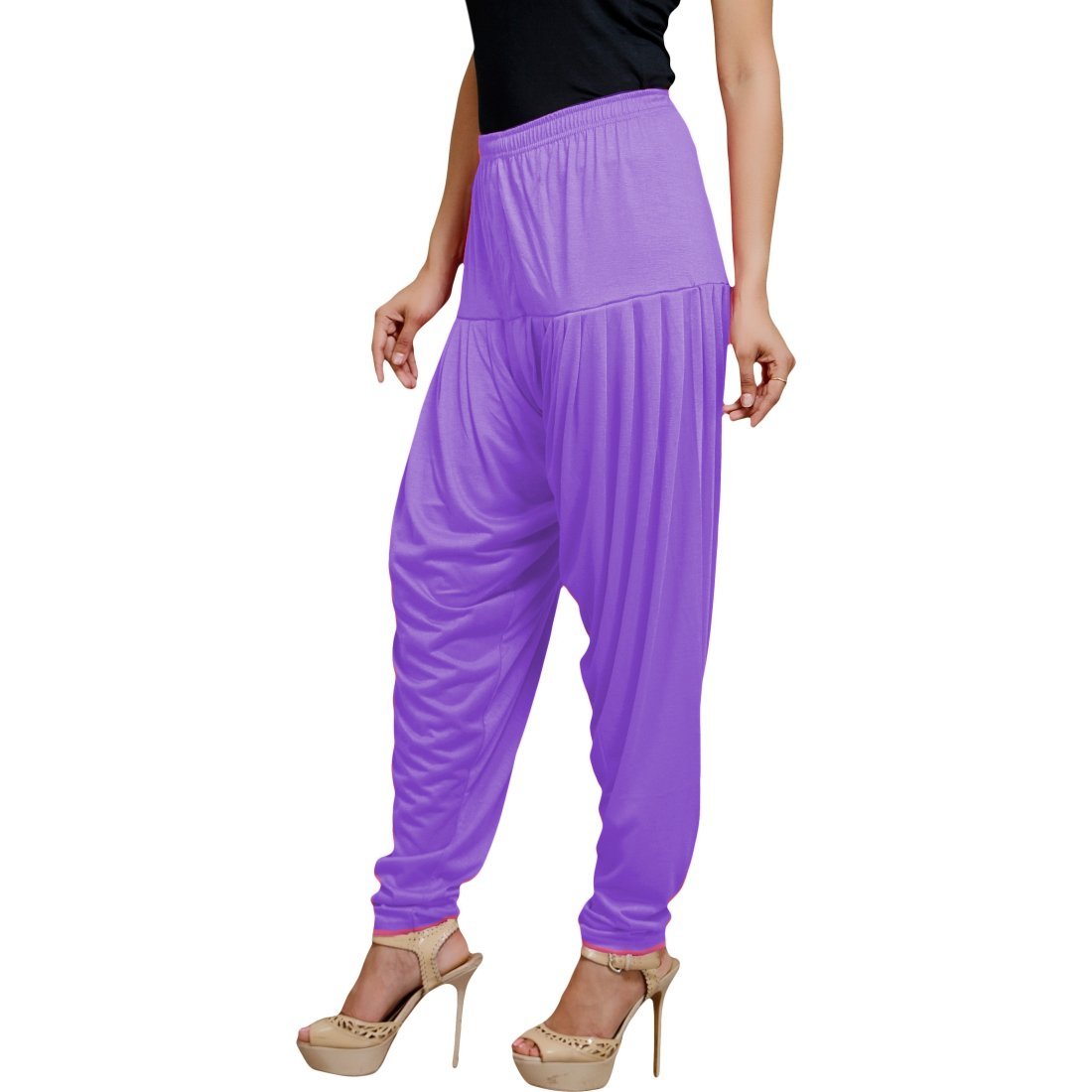 Stylesindia Women's Cotton Lycra Pattiala Pant (Lavender)