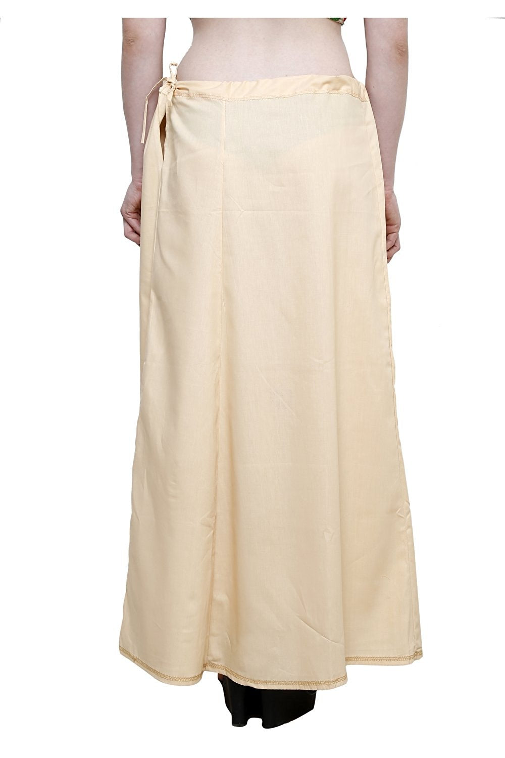 Stylesindia Women's Cotton Readymade Indian Inskirt Saree petticoats Underskirt - Free Size-LigheBeige