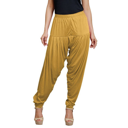 Stylesindia Women's Cotton Lycra Pattiala Pant (Mustard)