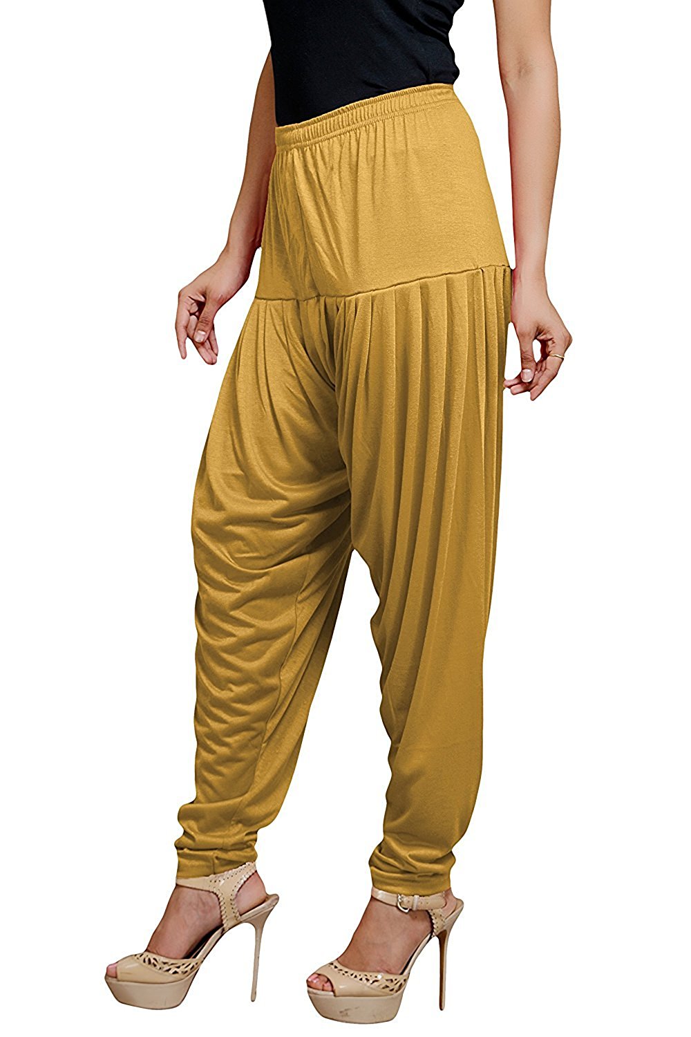 Stylesindia Women's Cotton Lycra Pattiala Pant (Mustard)