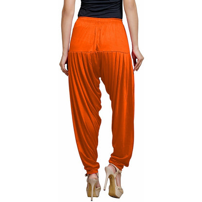 Stylesindia Women's Cotton Lycra Pattiala Pant (Orange)