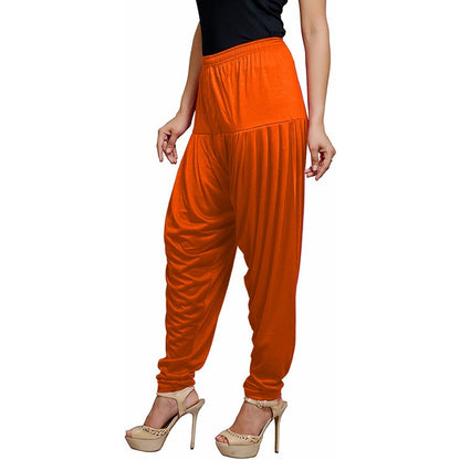 Stylesindia Women's Cotton Lycra Pattiala Pant (Orange)