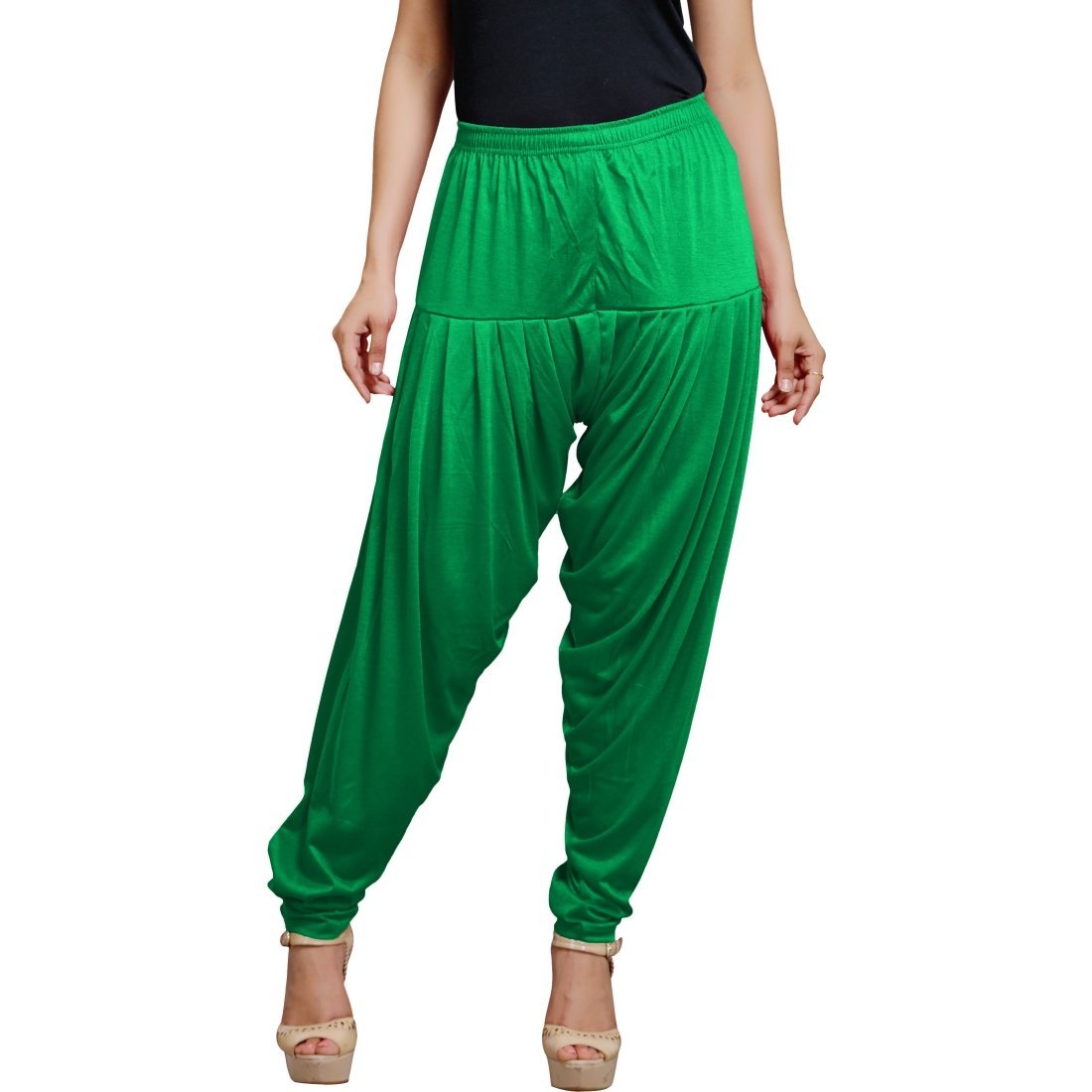 Stylesindia Women's Cotton Lycra Pattiala Pant (Green)