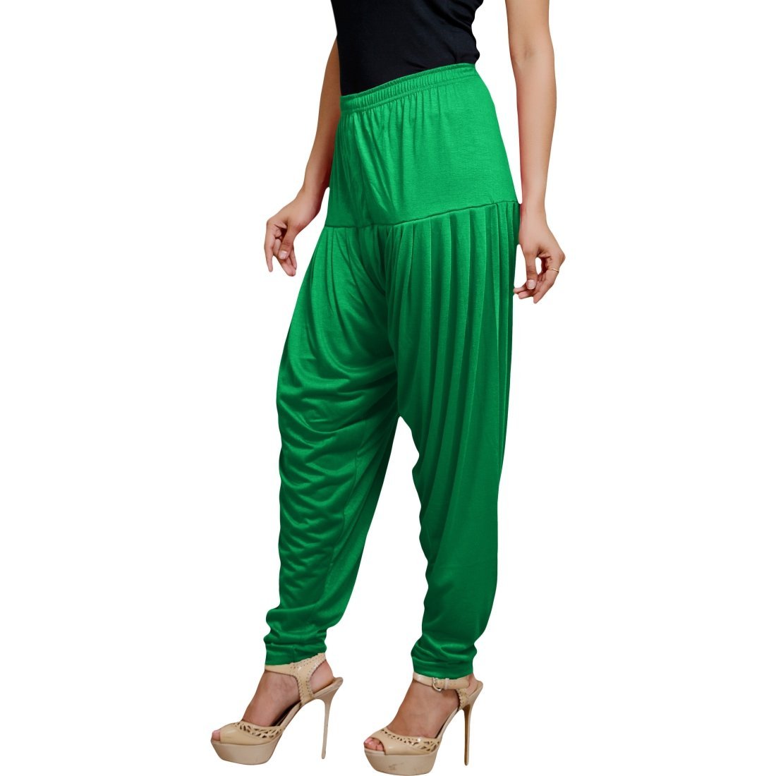 Stylesindia Women's Cotton Lycra Pattiala Pant (Green)