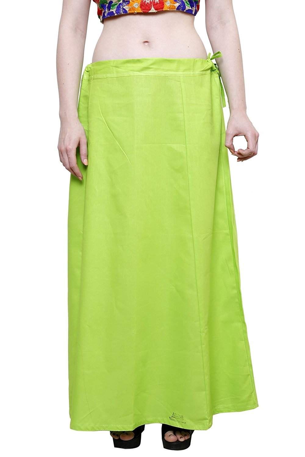 Stylesindia Women's Cotton Readymade Indian Inskirt Saree petticoats Underskirt - Free Size-Lime green