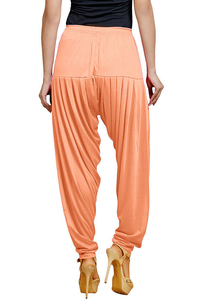 Stylesindia Women's Cotton Lycra Patiala Pant for Workout Yoga Pant (Cotton Lycra, Orange Peach)