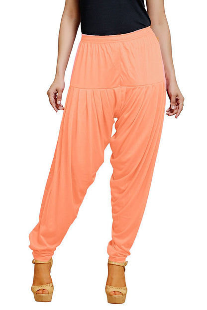 Stylesindia Women's Cotton Lycra Patiala Pant for Workout Yoga Pant (Cotton Lycra, Orange Peach)