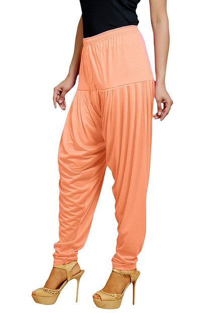 Stylesindia Women's Cotton Lycra Patiala Pant for Workout Yoga Pant (Cotton Lycra, Orange Peach)