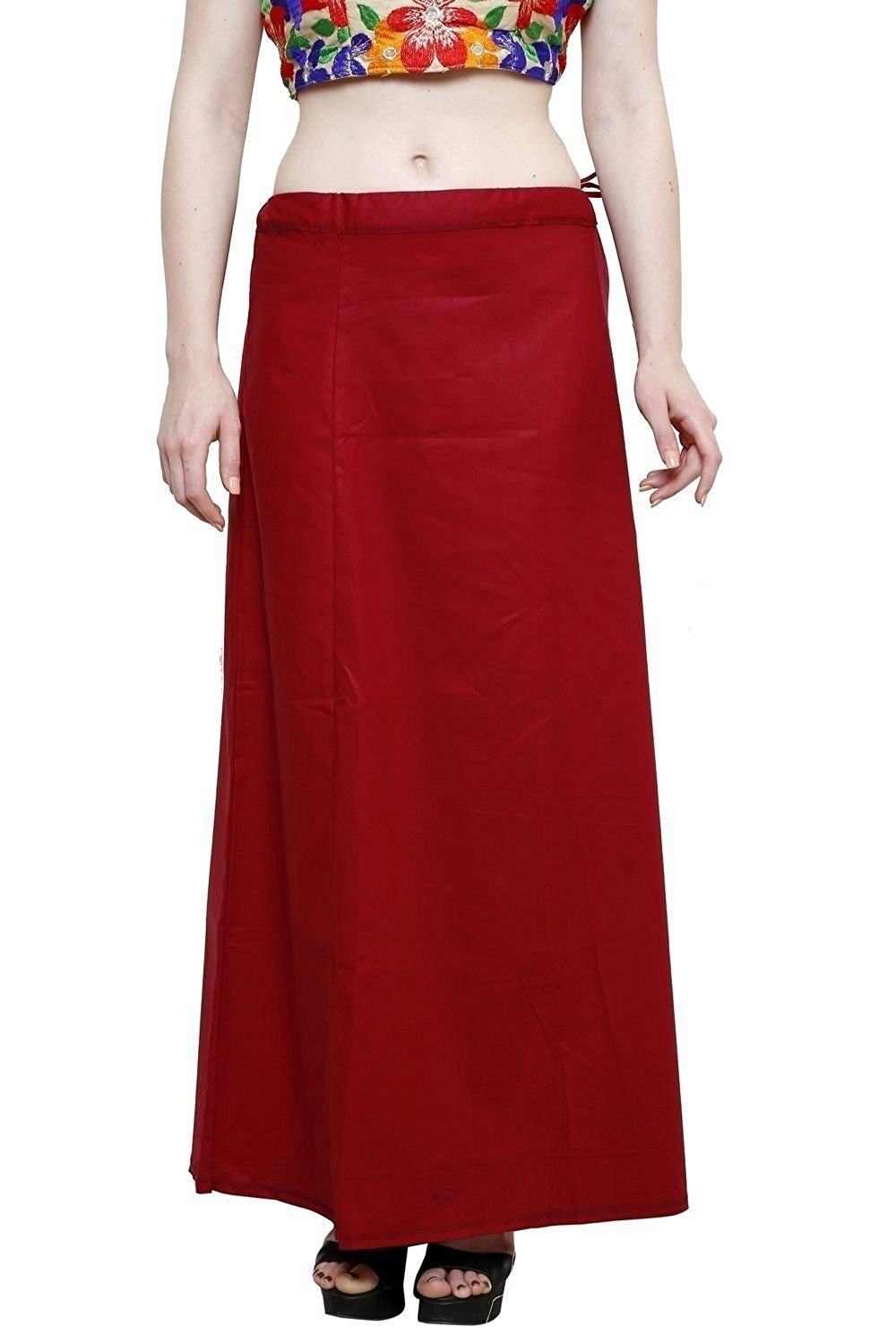 Stylesindia Women's Cotton Readymade Indian Inskirt Saree Petticoats Underskirt - Free Size-Maroon