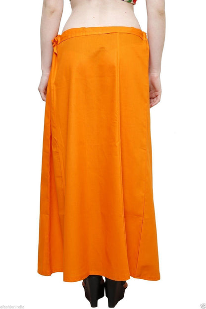 Stylesindia Women's Cotton Readymade Indian Inskirt Saree Petticoats Underskirt - Free Size-Orange