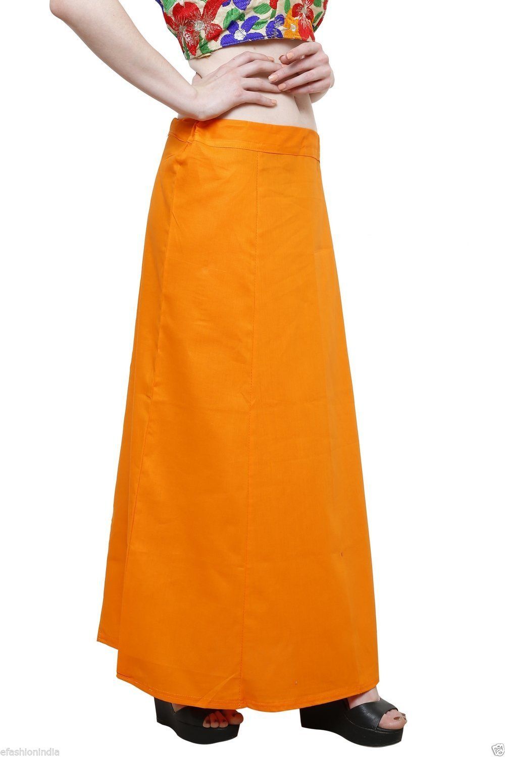 Stylesindia Women's Cotton Readymade Indian Inskirt Saree Petticoats Underskirt - Free Size-Orange