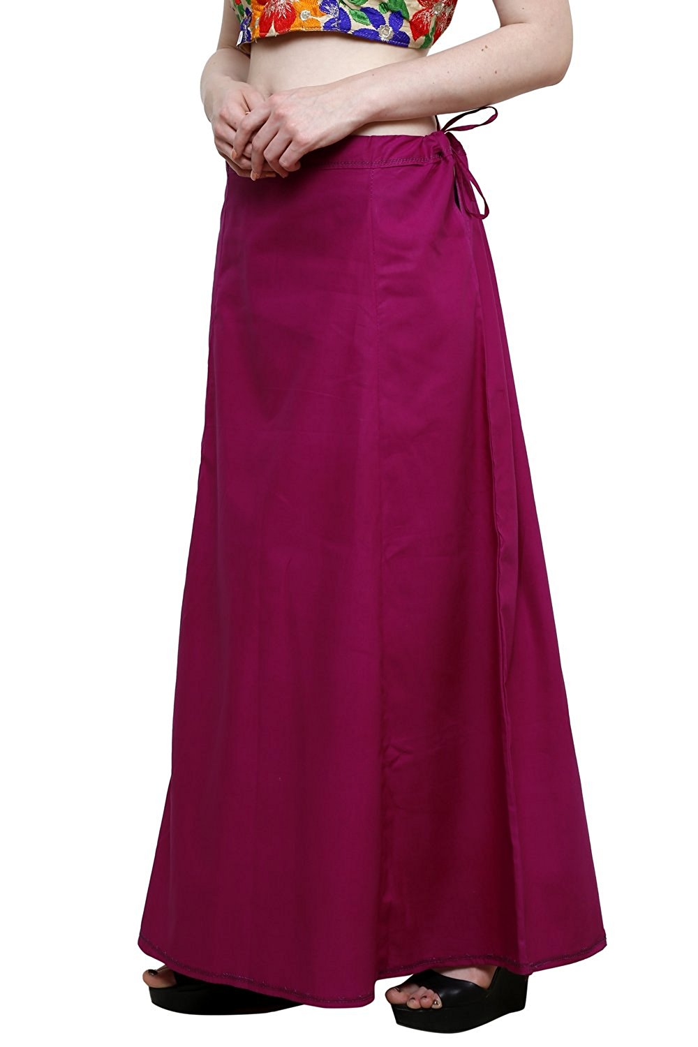 Stylesindia Women's Cotton Readymade Indian Inskirt Saree Petticoats Underskirt - Free Size-Plum