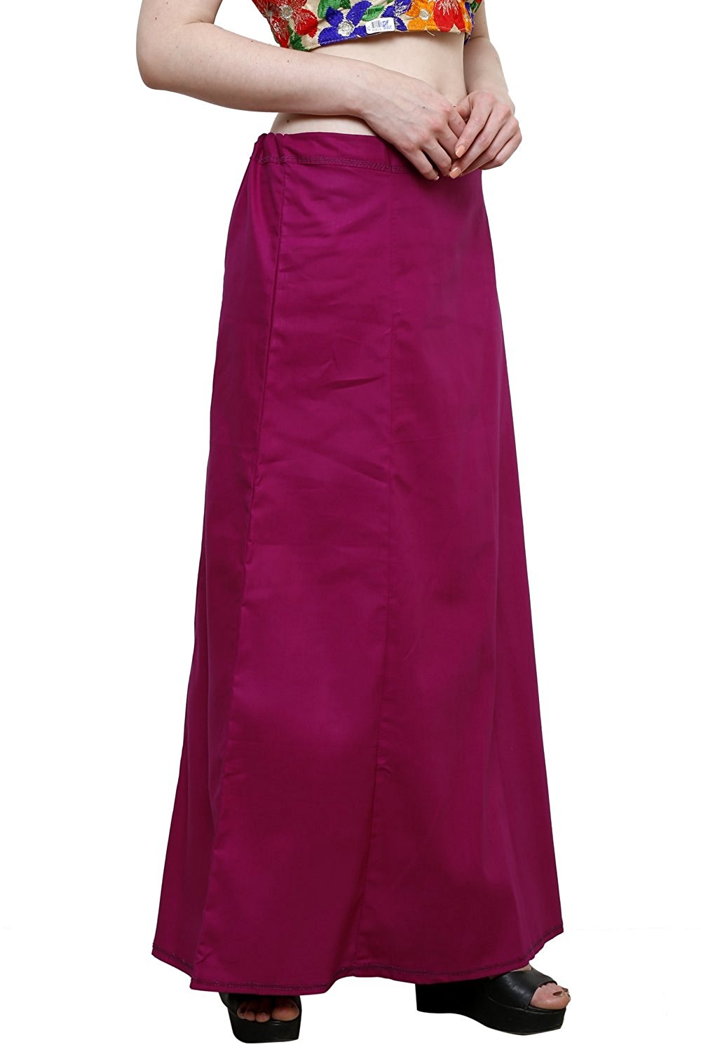 Stylesindia Women's Cotton Readymade Indian Inskirt Saree Petticoats Underskirt - Free Size-Plum