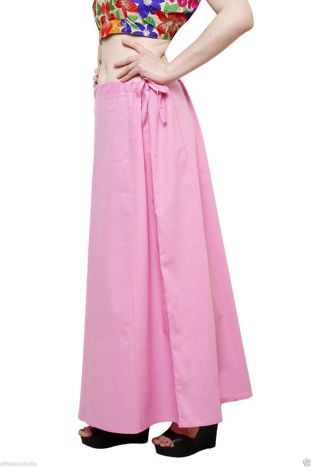 Stylesindia Women's Cotton Readymade Indian Inskirt Saree Petticoats Underskirt - Free Size-Baby Pink