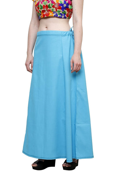 Stylesindia Women's Cotton Readymade Indian Inskirt Saree petticoats Underskirt - Free Size-Turquoise