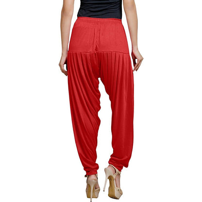 Stylesindia Women's Cotton Lycra Pattiala Pant (Red)