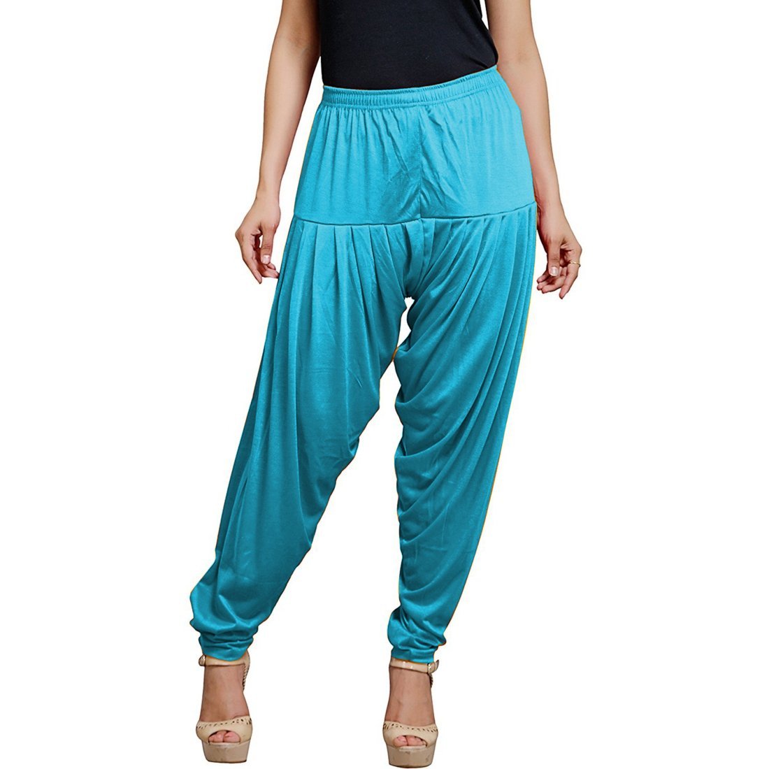 Stylesindia Women's Cotton Lycra Pattiala Pant (Turquoise)