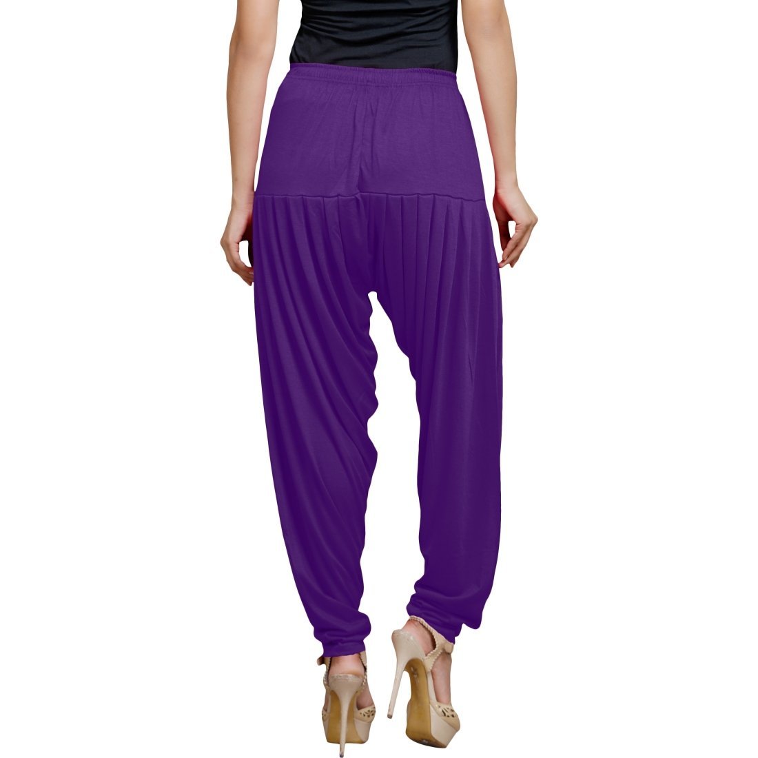 Stylesindia Women's Cotton Lycra Patiala Pant for Workout Yoga Pant (Cotton Lycra, Voilet)