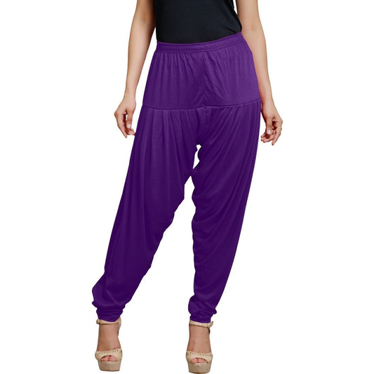 Stylesindia Women's Cotton Lycra Patiala Pant for Workout Yoga Pant (Cotton Lycra, Voilet)